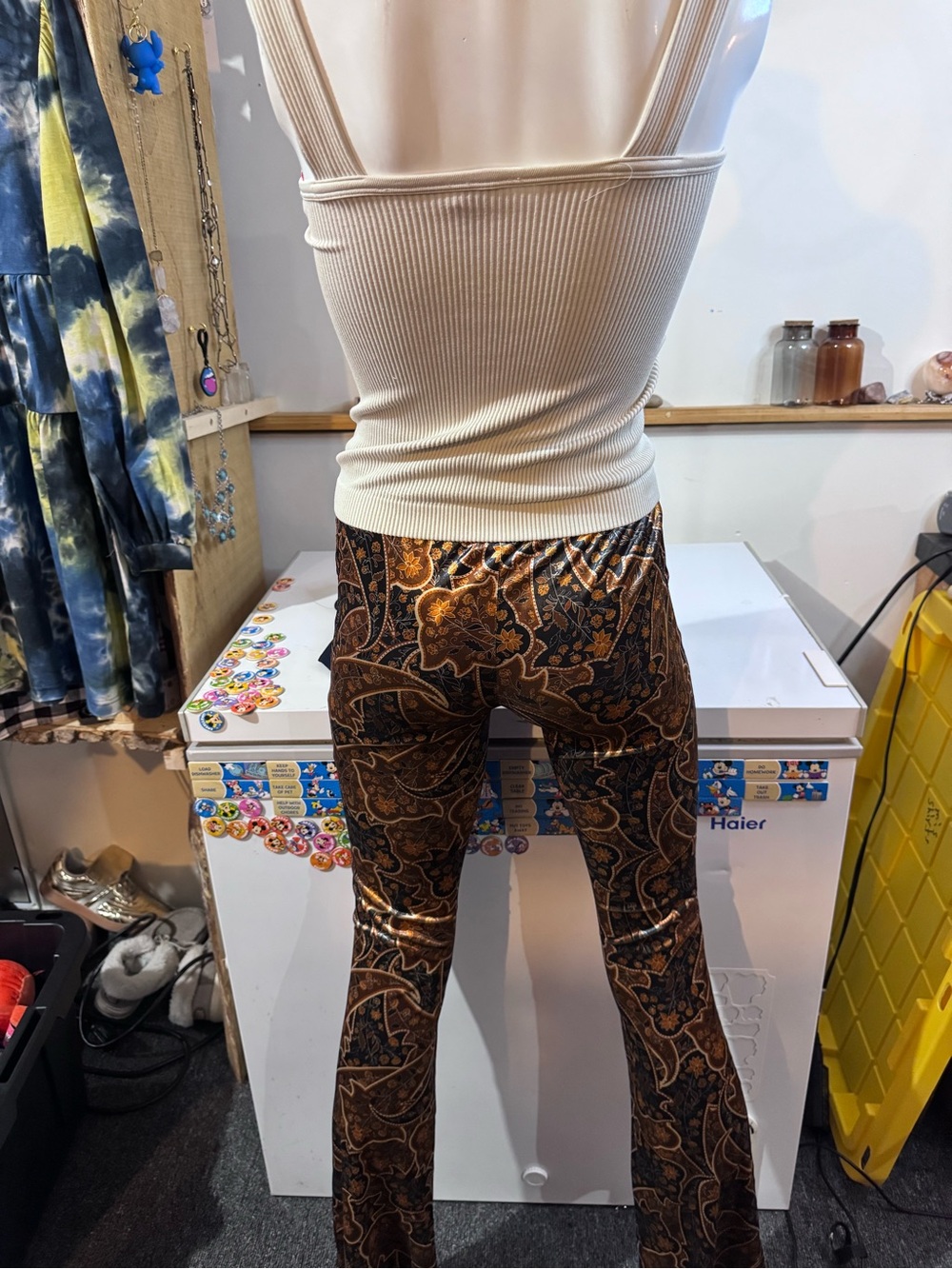 Elodie, by Anthropology Silky Brown and Black Patterned Pants.  Super comfy.